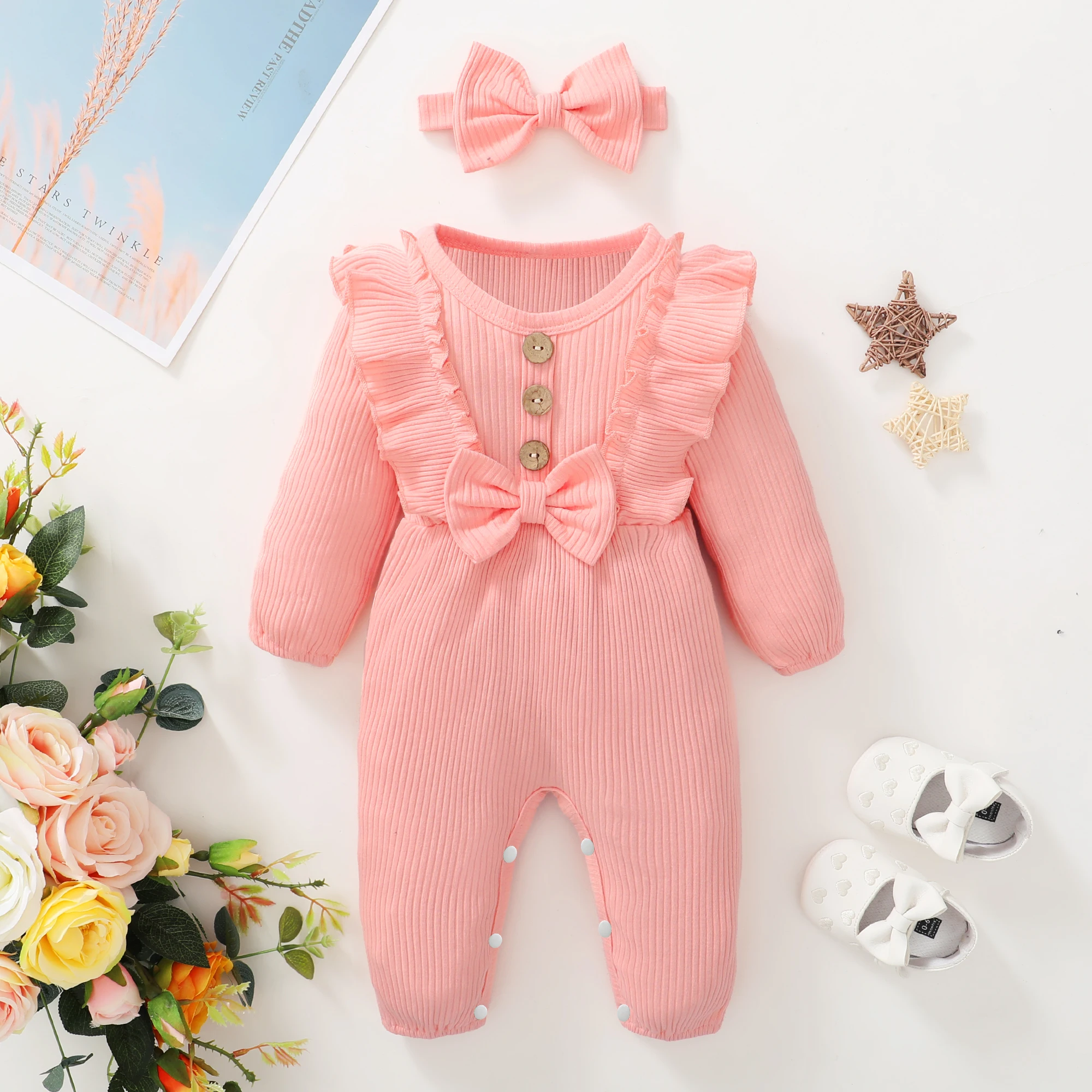Baby Girl Clothes 0 to 3 Months Long-sleeve New Born Costume for Babies  Infant Clothes Romper Toddler Clothing with Headban - AliExpress 1501
