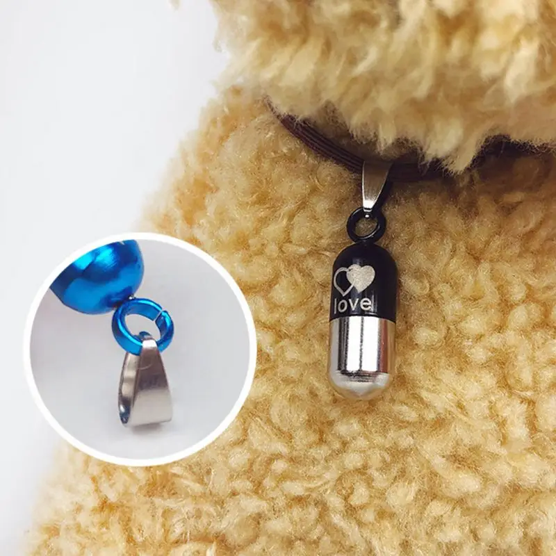 Anti-Lost Pet Identity Card Tube Dog Cat ID Tags Address Label Storage Capsule Love Letter Pattern Pet Supplies