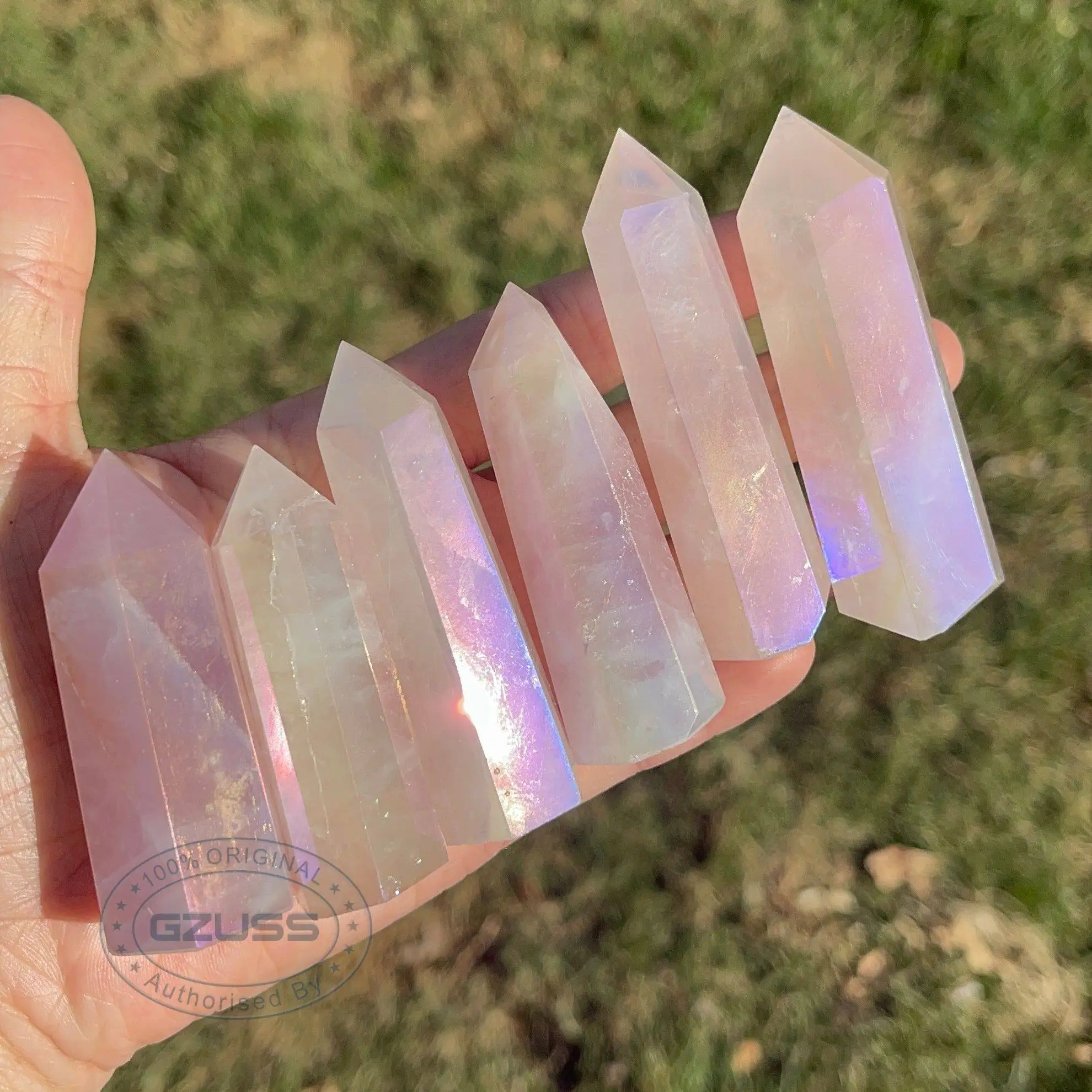 1pcs Aura Rose Quartz Point - Aura Rose Quartz Stone - Rose Quartz Crystal - Aura Quartz Crystal  Aura Rose Quartz Crystal