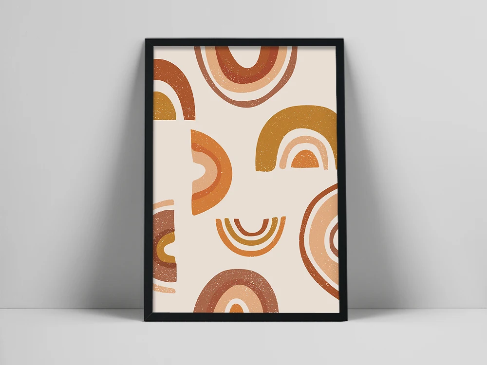 Rainbow Pattern Art Print | Abstract Rainbow Poster | Warm Color Wall Art | Minimal Rainbows Print | Terra Wall Art | TeFlot | r