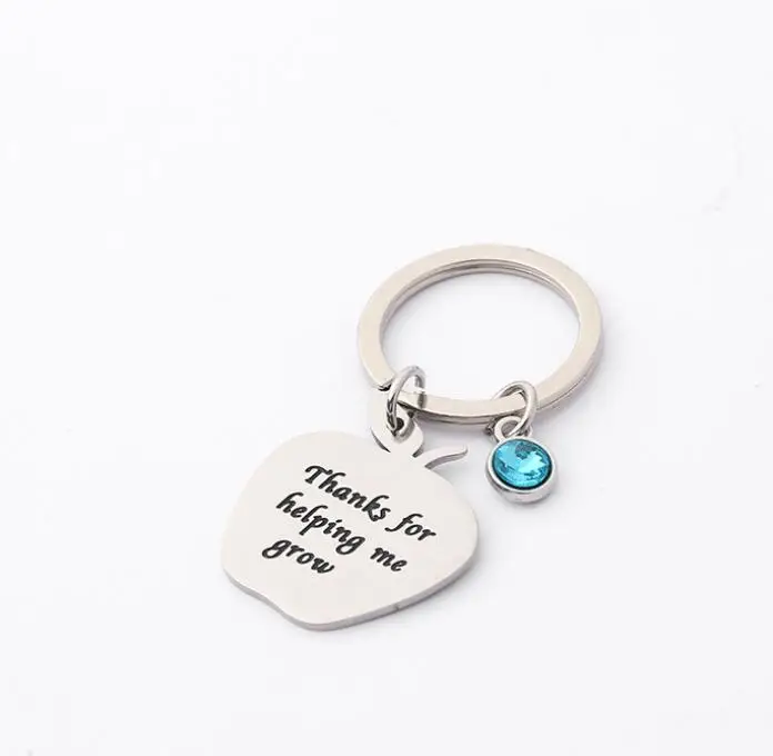 Teacher Appreciation Keychain Gifts, Birthstone Thank You for Helping Me Grow, Term Begin Term End Graduation Gift for Teachers