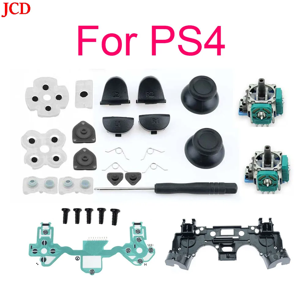 Jcd 1 conjunto para ps4 pro controlador fino r2 l2 botões de gatilho sensor 3d analógico polegar vara tampas & parafusos ferramentas