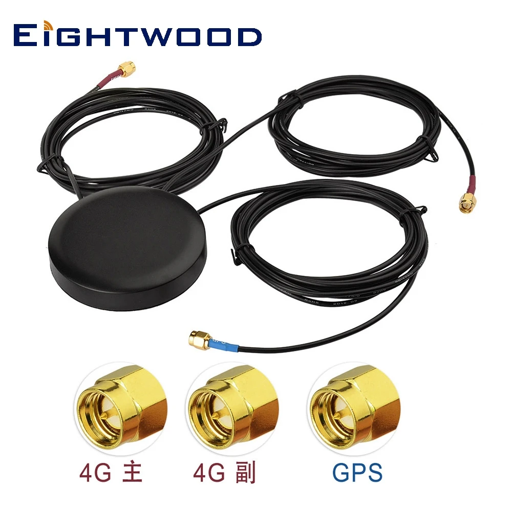 Eightwood Low Profile 4G LTE Screw Mount Omni-directional SMA Male Antenna for GPS Navigation 4G LTE Router Cell Phone Booster