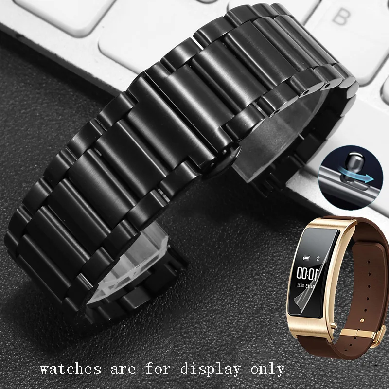 Solid Stainless Steel Watchstrap 18mm Convex interface Wristband For Huawei B5 Black White Ceramic Watch Chain