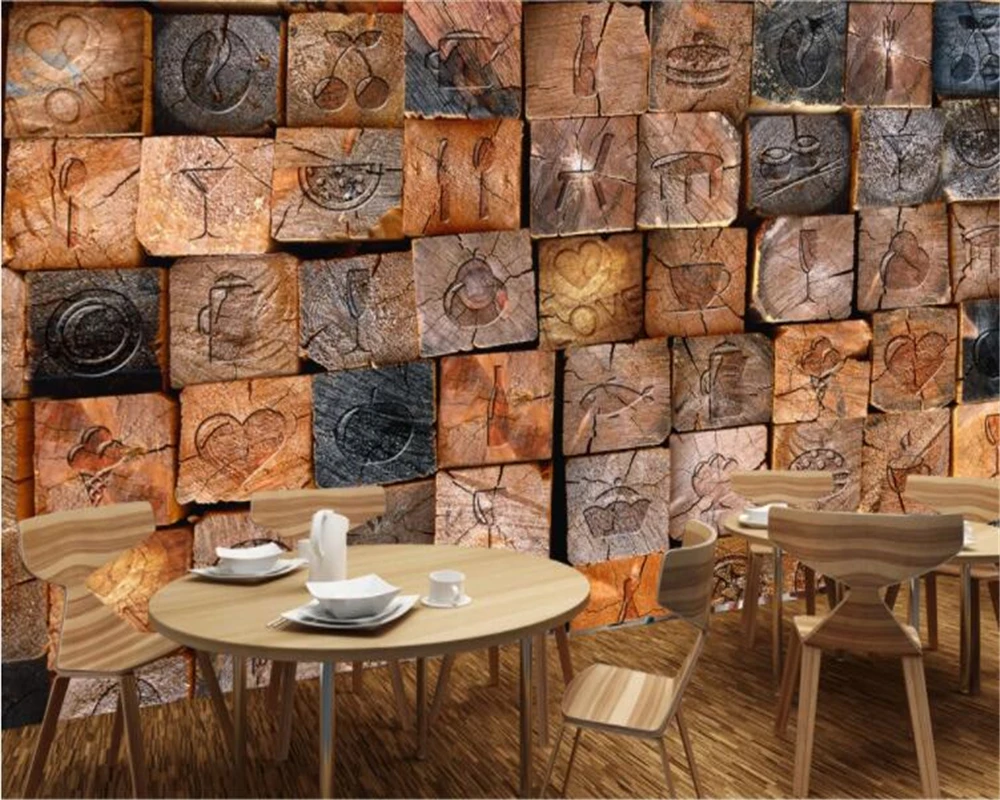 

Custom wallpaper wood block wood grain Wall paper background murals home decoration self-adhesive relief material 3D wallpaper