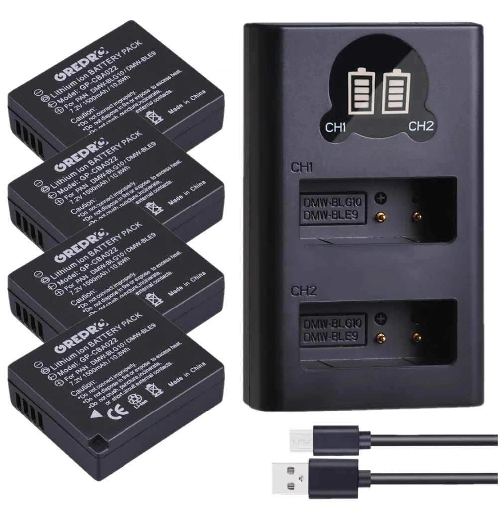 DMW-BLE9 DMW-BLG10 Battery Pack for Panasonic Lumix BLG10E BLE9E LX100 DMC-GF6, DMC-GX7 GX80, DMC-TZ80, DMC-TZ100 TZ90