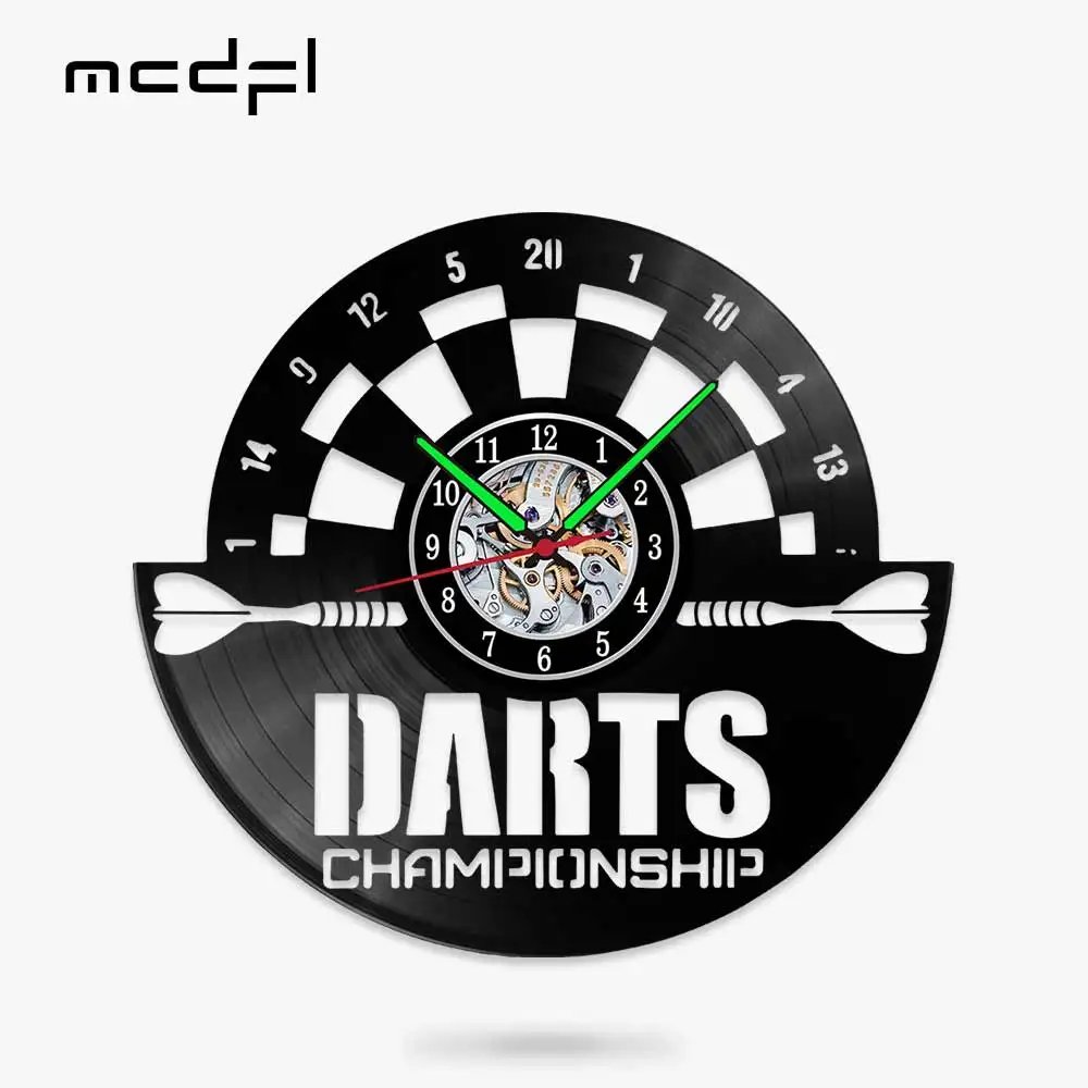 

MCDFL Darts Wall Clock Vinyl Records Kids Timepiece Home Decor for Living Room Nordic Decoration Led Mechanism Hours Children 3d