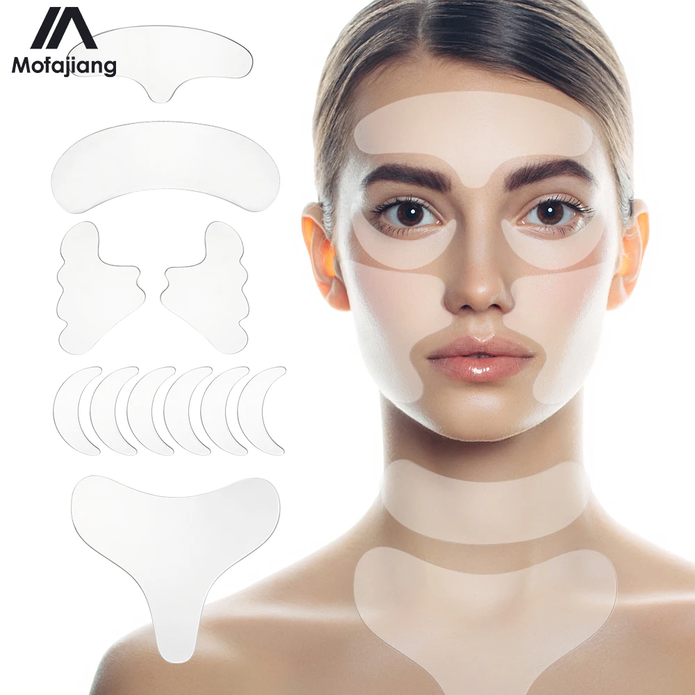 Reutilizável Silicone Rugas Remoção Adesivo, Facial Lifting Tiras Set, Testa Pescoço Linha Removedor, Patches Eye, Anti-Envelhecimento Almofadas Da Pele