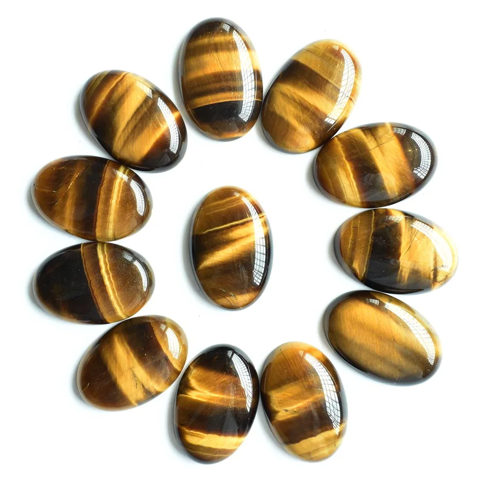 2020 Mode-Bestseller, hochwertige natürliche Tigerauge-Steinperlen, ovale Cabochons, 20x30mm, 12 Stück/Lot, Großhandel, kostenloser Versand – Detail 1