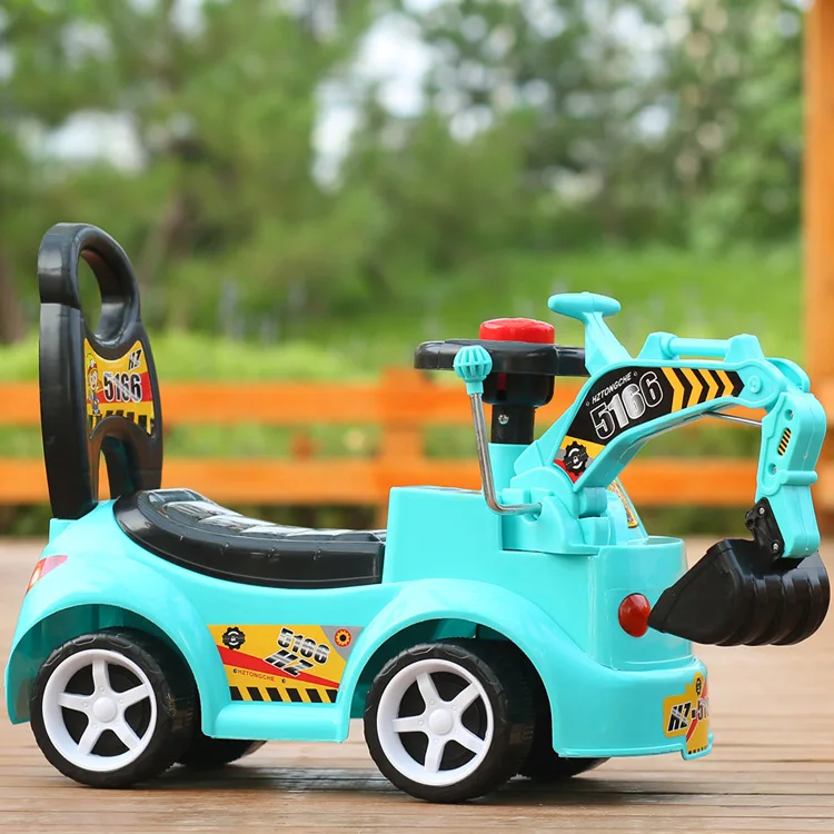 Child Scooter with Music Excavator Swing Car Toy Engineering Vehicle Can Sit to Ride Kids Ride on Toys