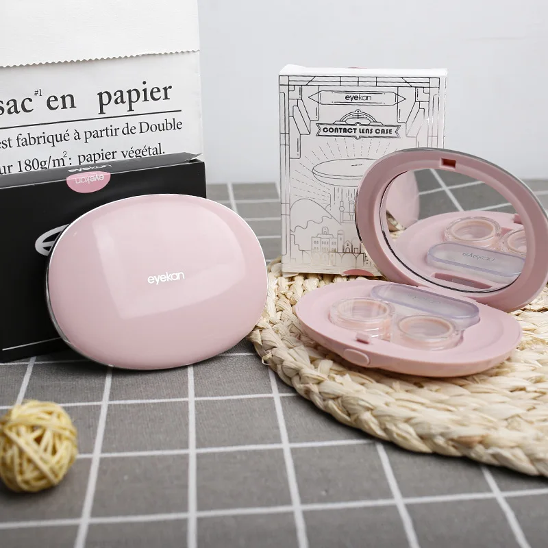 Cobblestone button Contact Lens Case Ins girl and boy New Thin Contact Lenses Case Eye contacts case can as gift