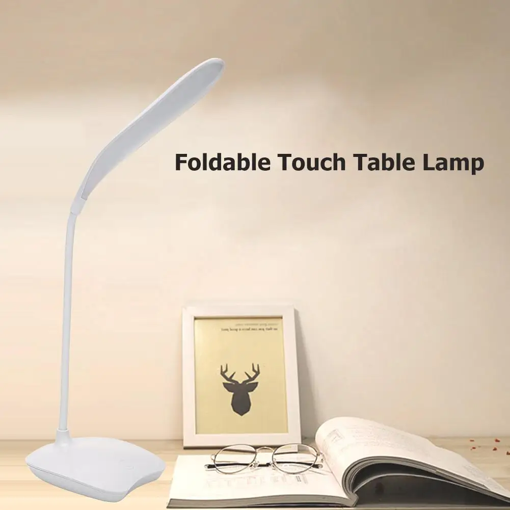 USB Rechargeable LED Table Lamp Bedroom Reading Desk Lamps Touch Dimmable Foldable Night Light for Student Office Study Bedside