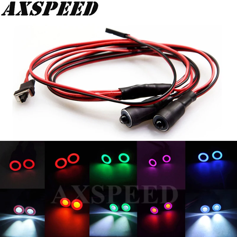 AXSPEED RC Car LED Lights 4.2v-6v Angel and Demon Eyes 2LEDs Headlight Headlamps 10/13/17/22mm RC Car Universal Light Lamp