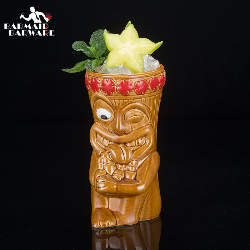 

600ml Hawaii Ceramic Tiki Mug Creative Porcelain Beer Wine Mug Cup Bar Tool