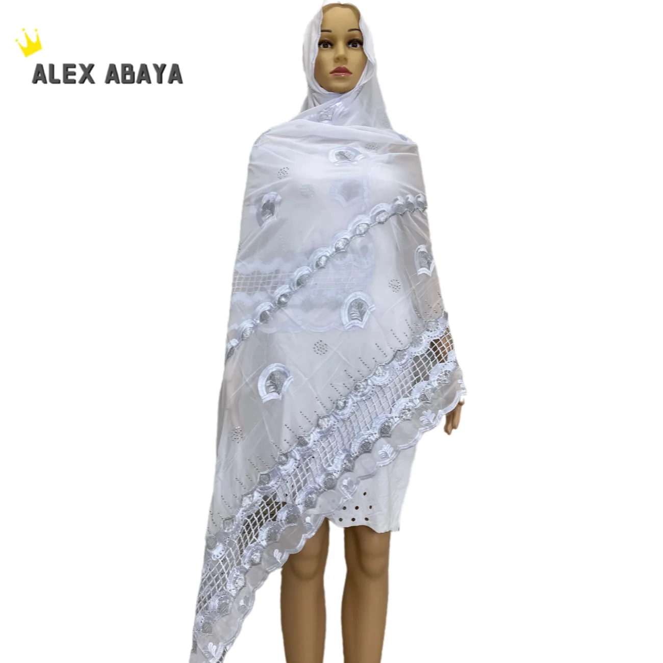 Écharpe en mousseline de soie avec broderie pour femmes musulmanes, nouveau hijab africain, écharpe économique, conception d'épissage, AF-010, livraison gratuite