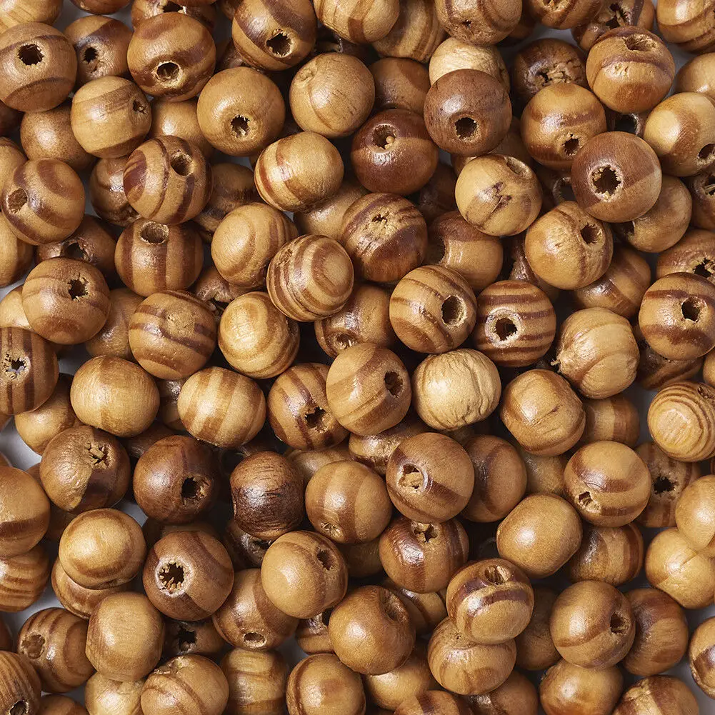 200pcs/lot 8mm Vintage Natural Big Hole Wood Beads Fit Necklace Bracelet Charm Loose Wood Spacer Beads for Diy Jewelry Making