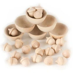 Unfinished Wooden Wooden Acorn Natural Wood Counting and Sorting DéCor Handicraft Kit DIY for Painting,Art Projects