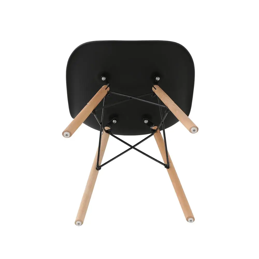 6Pcs/Set Dining Chair Nordic Style Office Chair Plastic Kitchen Chairs Wooden Feet Dining Room Living Room Chairs (White/Black)