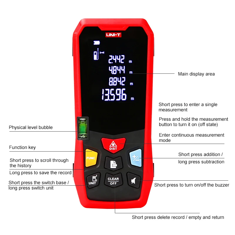 UNI-T Laser Distance Meter High Precision Mini Rangefinder Handheld Electric Measuring Laser Range Finder Digital Tape Tester