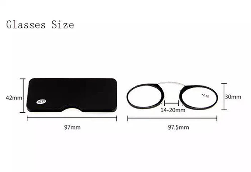 Mai Blume Mini Nase Clip Lesebrille Tragbare Brieftasche Rezept Brillen Männer & Frauen Ohne Koteletten Pince-nez Mit fall + 1 – Detail 2