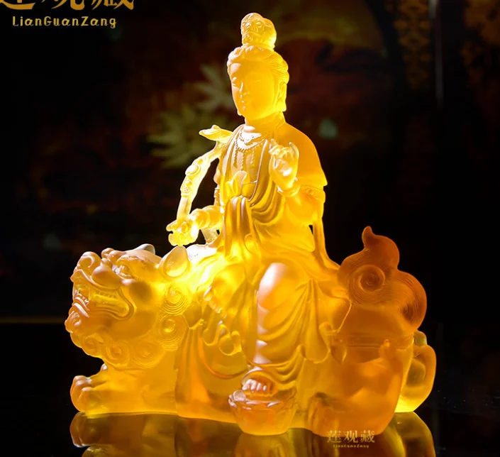 Bodhisattva Manjusri Manjushri resin statues Samantabhadra ornaments buddha figurine to ward off evil spirits lucky peace!