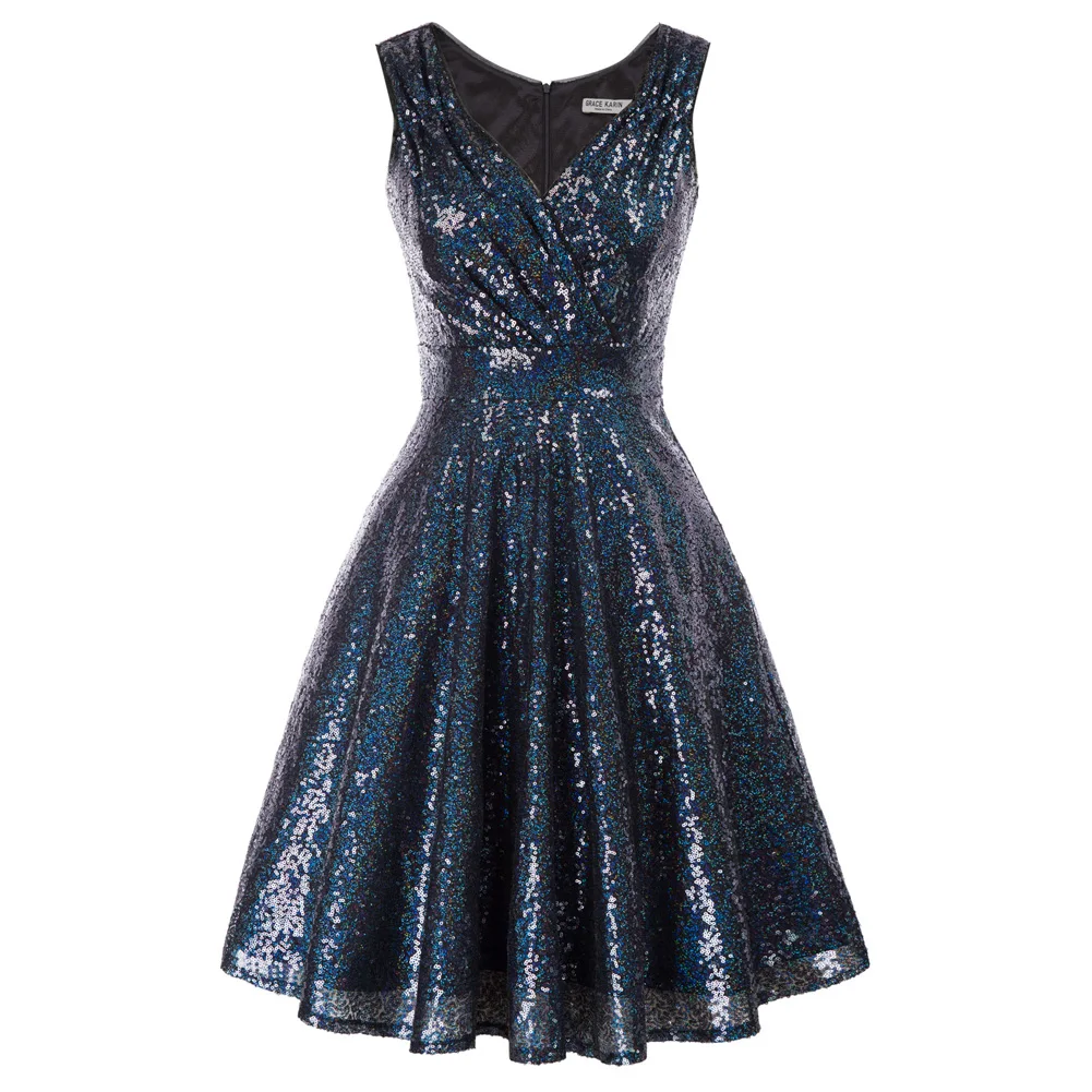 

Sequins Dress Sequined Dresses Sleeveless Evening Sexy Women's Sparkling