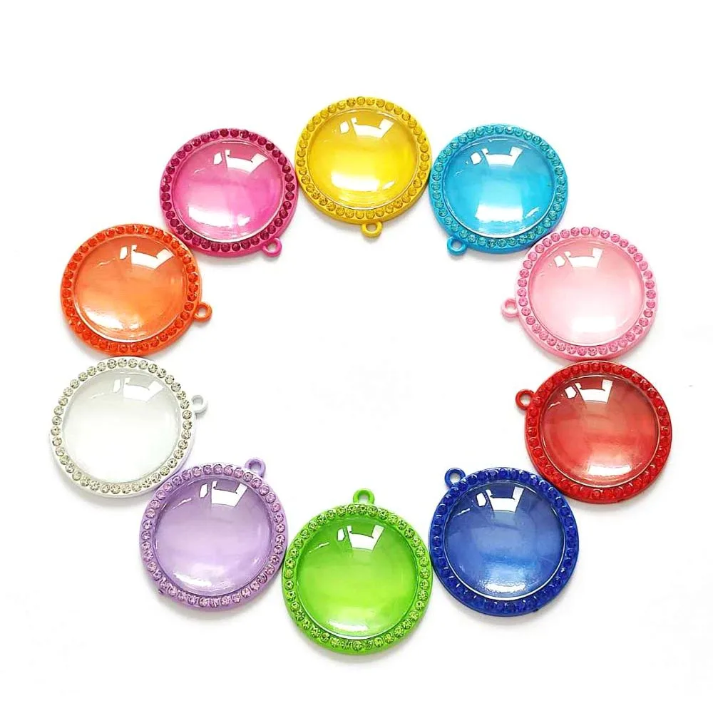 

50PCS Mixed Color Round Tray With Dome in 25MM for women DIY Necklace Crafts T10