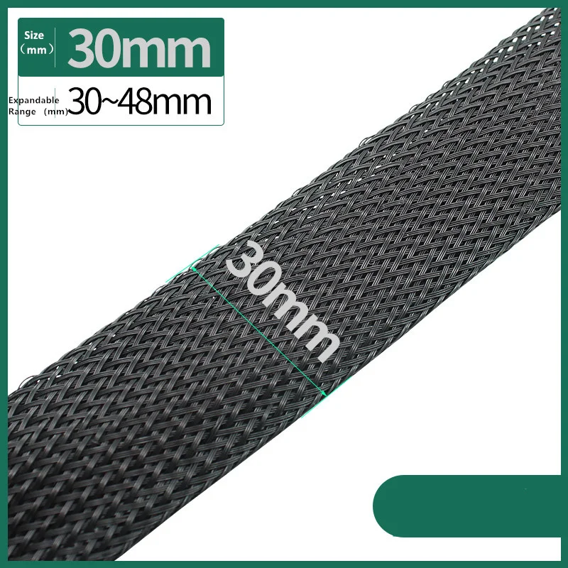 Dropship 1/5/10/50/M 검정색 절연 브레이드 슬리브 4/6/8/10/12/14/20/25mm 꽉 PET 와이어 케이블 글 랜드 보호 케이블 슬리브