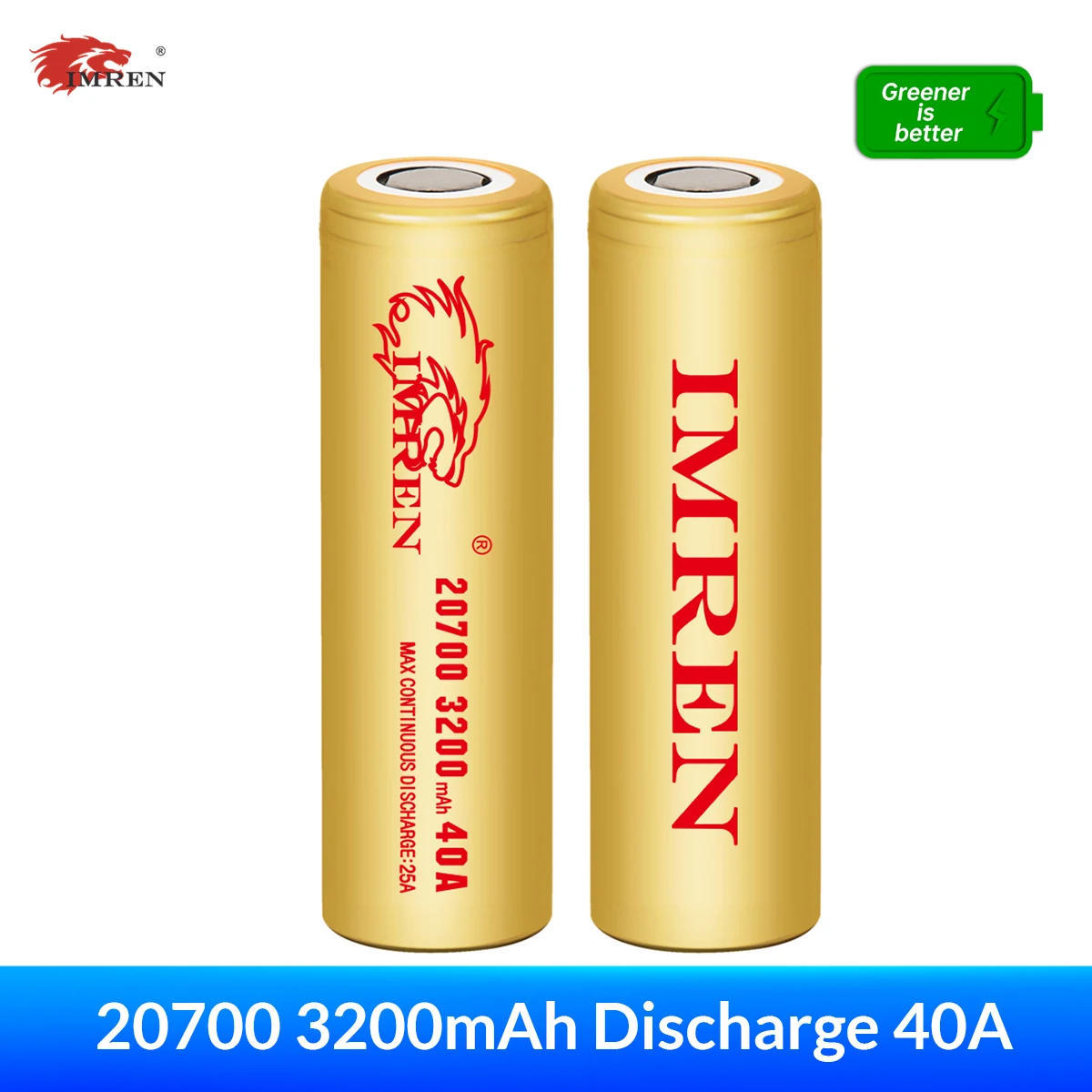 IMREN 20700 3.7V 3200mAh Rechargeable Li-ion Cylindrical Battery for Ebike Eletronic Power Flashlights Drone Headlamps RC Cars