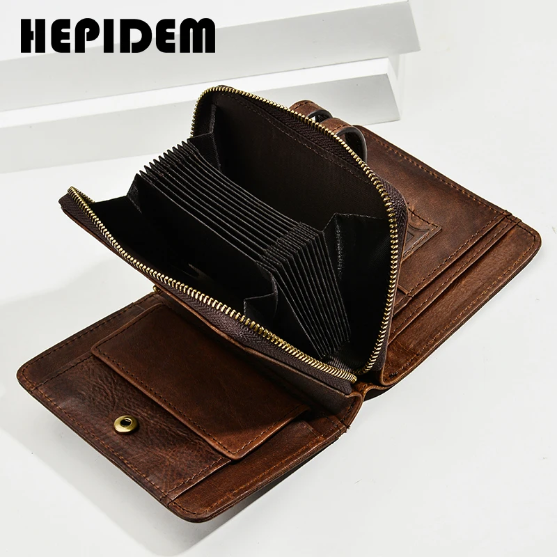 HEPIDEM RFID High Quality Genuine Leather Wallet 2020 New Front Pocket Money Dollar Credit Card Bill Purse for Men 2090