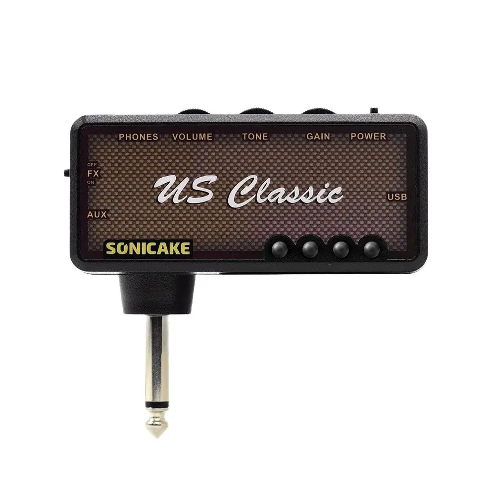 SONICAKE US Classic Plug-In USB Chargable Portable Pocket Guitar Headphone Amp Carry-On Bedroom Effects QAP-02