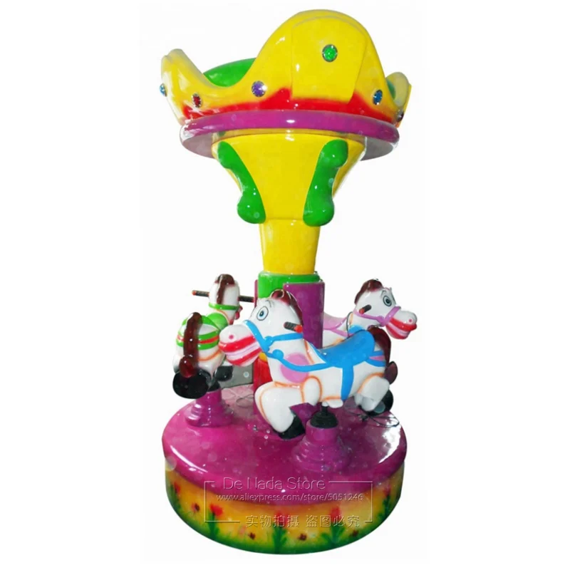 

3 Players Cute Carousels Horse Merry Go Round Pony Kiddie Ride Amusement Rotating Arcade Game Machine