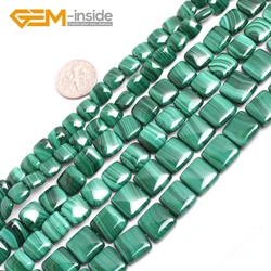 Natural Flat Oval Square Coin Shape Malachite Stone Beads Natural Bead Semi-Precious Stones For Jewelry Making DIY Strand 15
