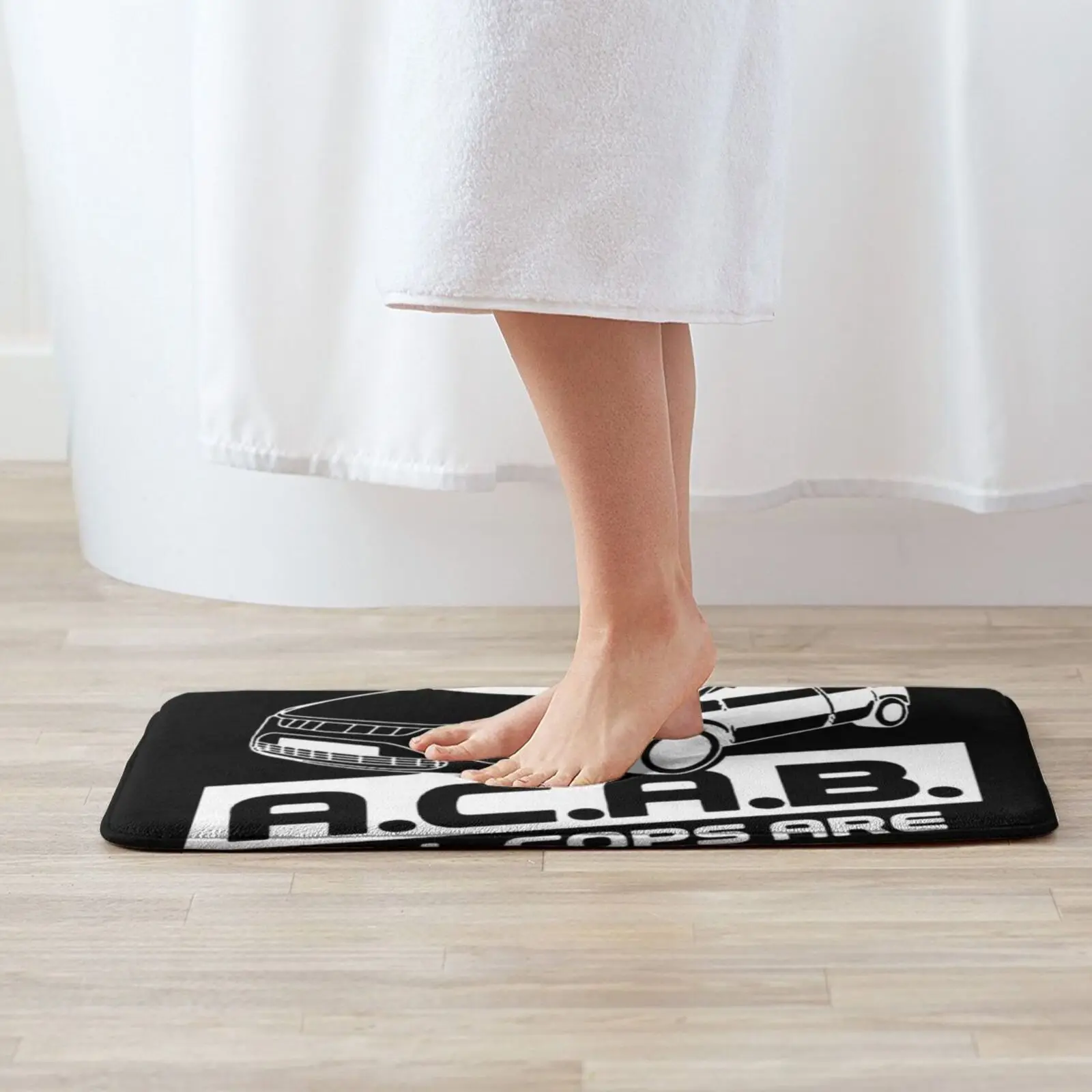 Acab Soft Non-Slip Mat Rug 2945 Carpet Cushion Black Black White George Acab Protestd Activism Protest Riots Black