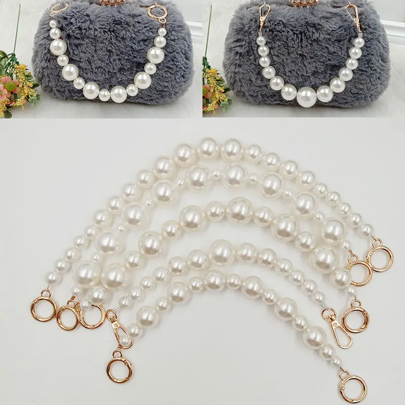 1Pcs Sweet Imitate Pearl Bag Strap Short Bag Belt Handles Chain Women Bag Handbag Purse Chain Replacement Pearl Portable Chain