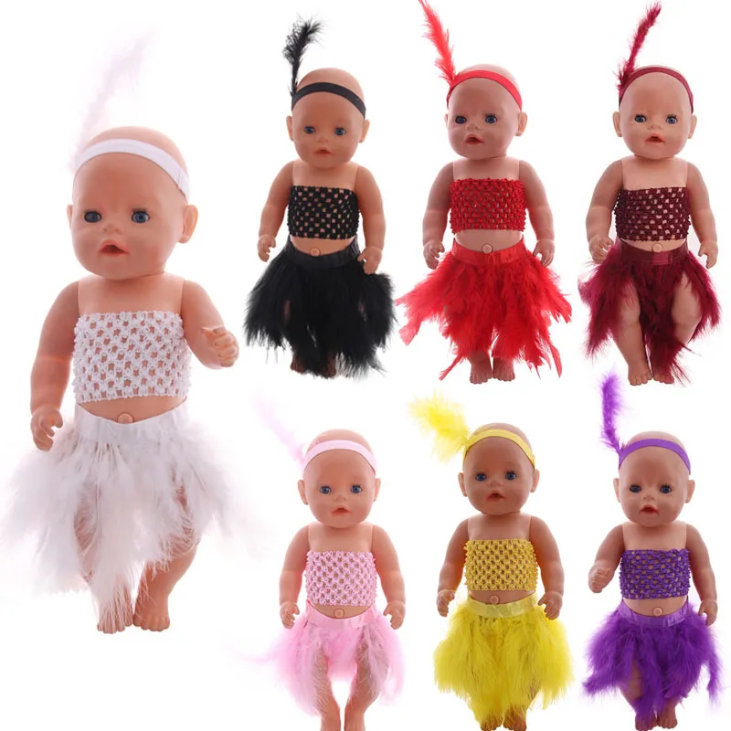 3Pcs /Set Feather Skirt Handmade DIY Doll Accessories For 18 Inch American Doll Girl & 43 Cm Born Baby Doll,Our Generation Gift,