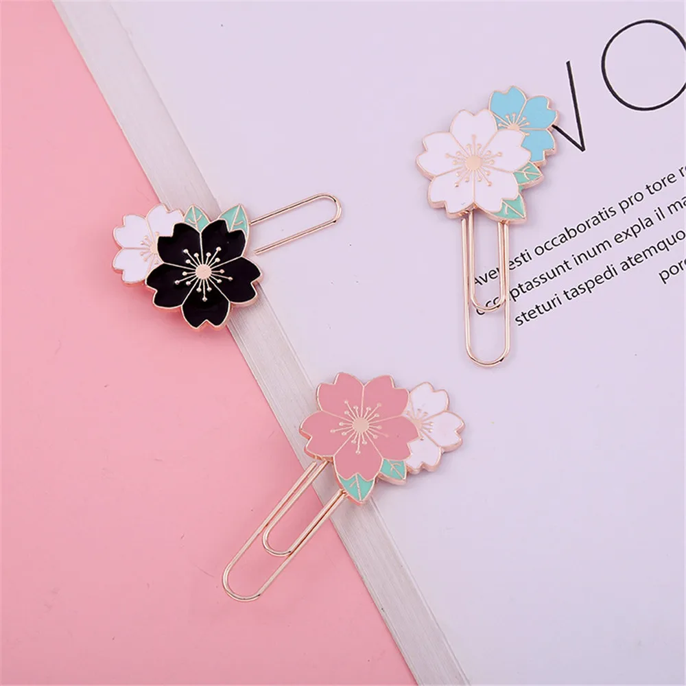 1pcs Cherry Sakura Colorful Paper Clip Bookmark Promotional Gift Stationery School Office Supply Office Kawaii Desk Accessories