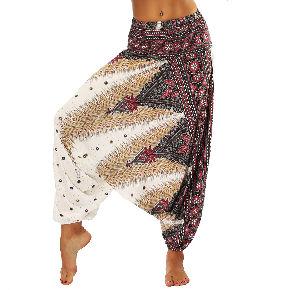 Women\'s Harem Hippie Pants Floral Boho Genie Aladdin Clothing Yoga pants