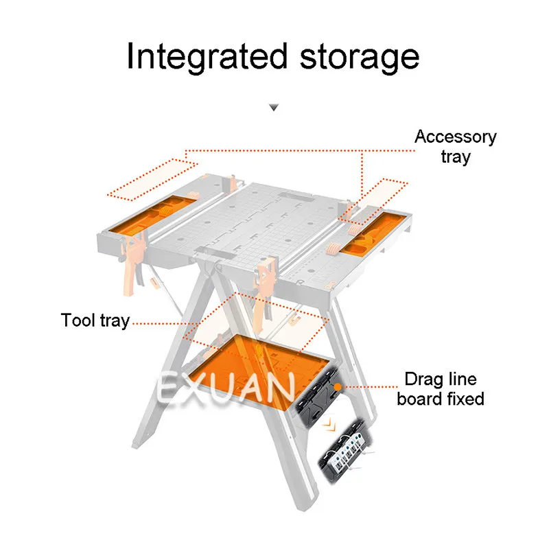 WX051 Mobile Portable Woodworking Table Sawing Machine Multi-function Workbench Portable Folding Carpenter Work Safe And Durable