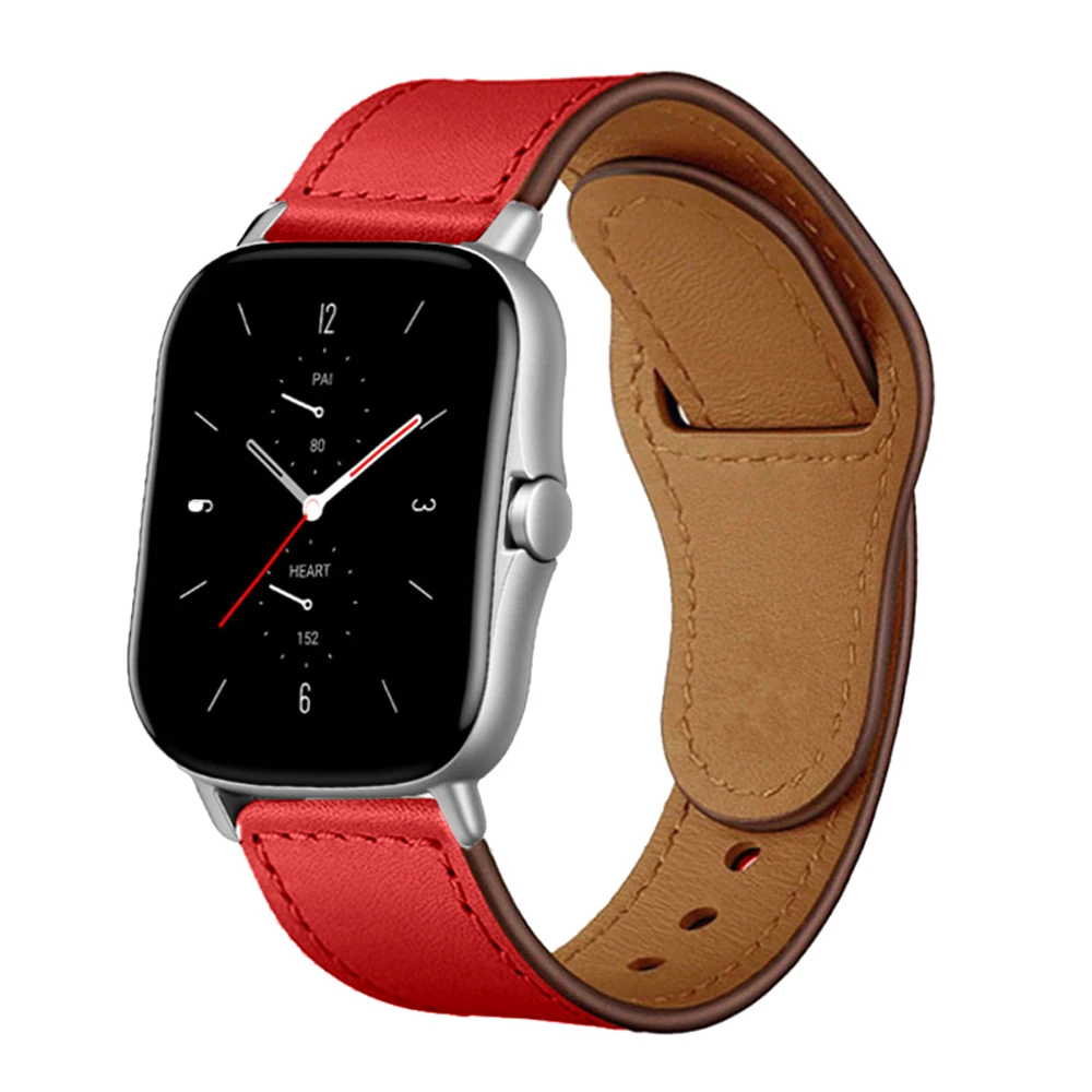 20mm/22mm leather band For Amazfit GTS/2/2e/GTS2 Mini/GTR 3/Pro 47mm/GTR2/2e/stratos 2/3 Sport Watch Bracelet Amazfit bip strap