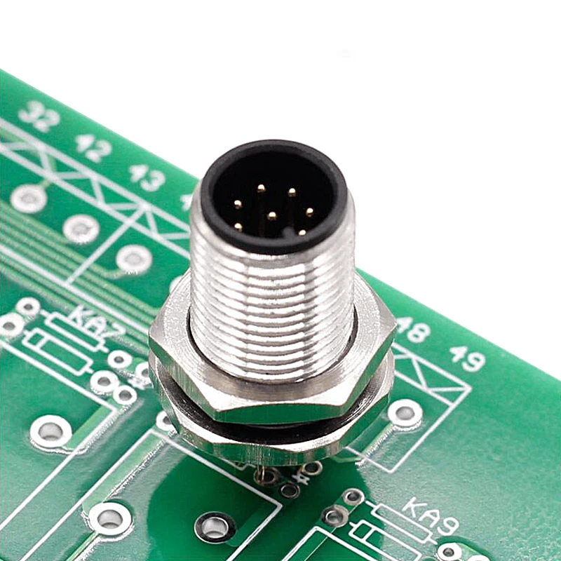 Front nut flange socket 4 5 8pin screw threaded male female M12 M16 waterproof connectors PCB sensor connector panel