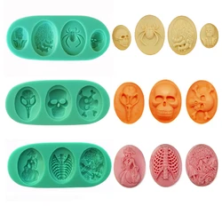 Halloween Skull Skeleton Spider Fondant Cake Silicone Decorating Tools,100% Food-Grade Baking Moulds, Silicone Soap Moulds