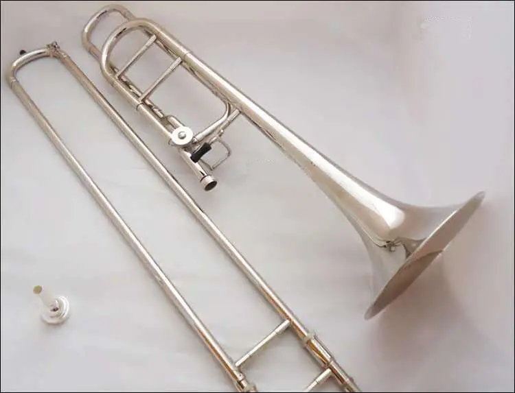 Bb/f  Tune Bach Tenor Trombone Nickel plated musical instrument with Mouthpiece Cleaning Stick Case