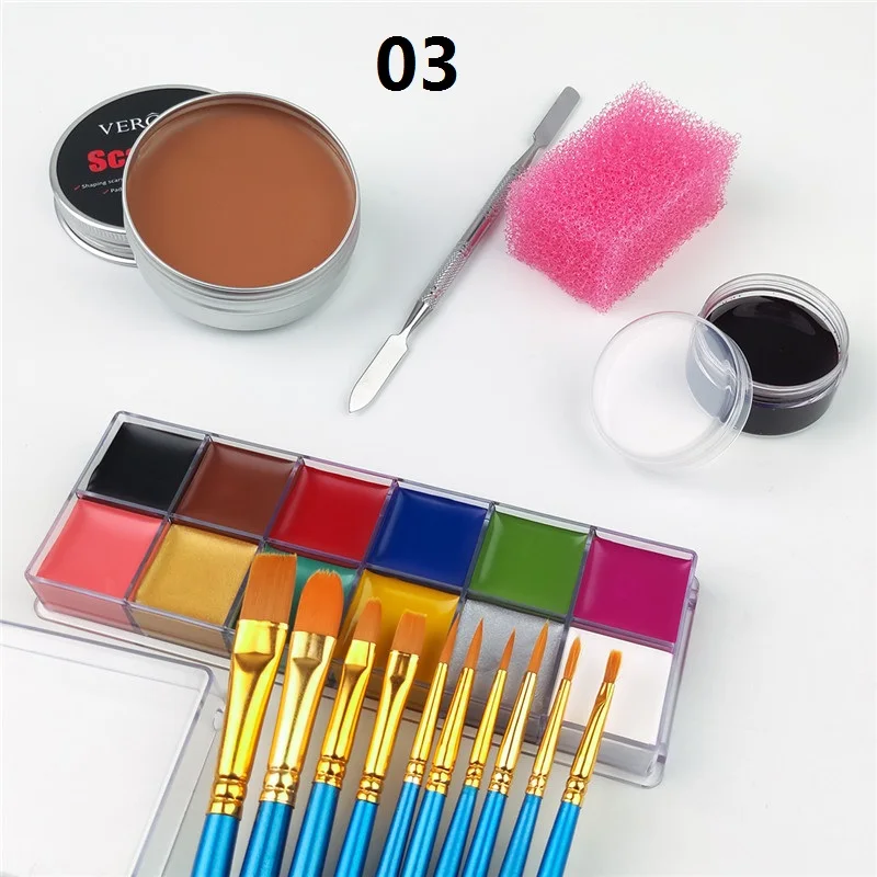 SFX Make-up-Set, 12-farbig, Gesichts- und Körperbemalung, Öl, Bühne, Spezialeffekte, Halloween, Wunde, Narbe, Wachs, Make-up, gefälschte Schorf, Blutspatel, Farbe – Detail 14
