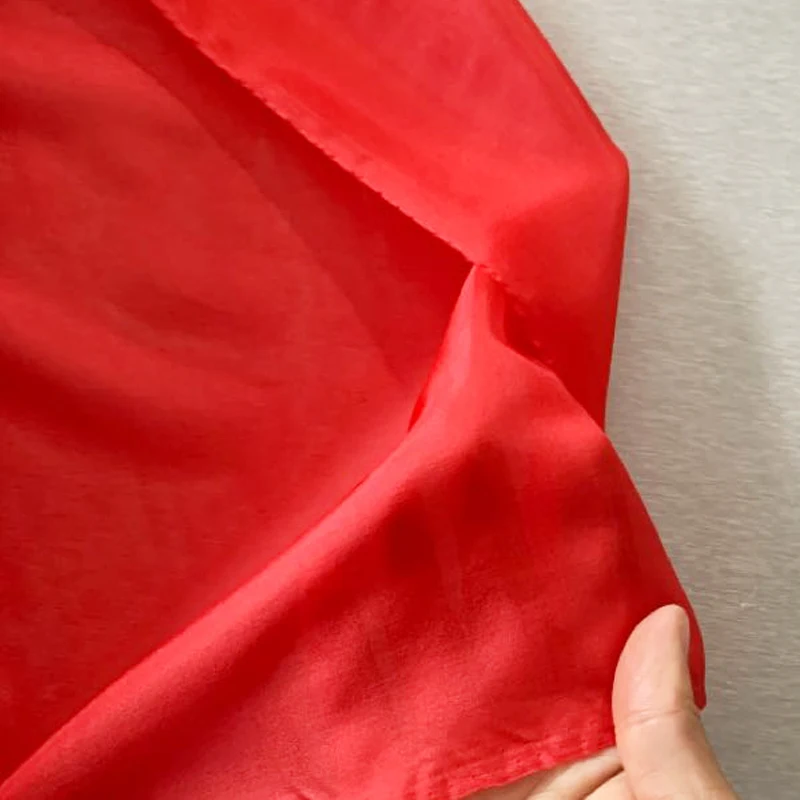 100 cm * 90 cm telas transparentes de gasa de seda roja súper fina Ponge de seda para boda 5 momme