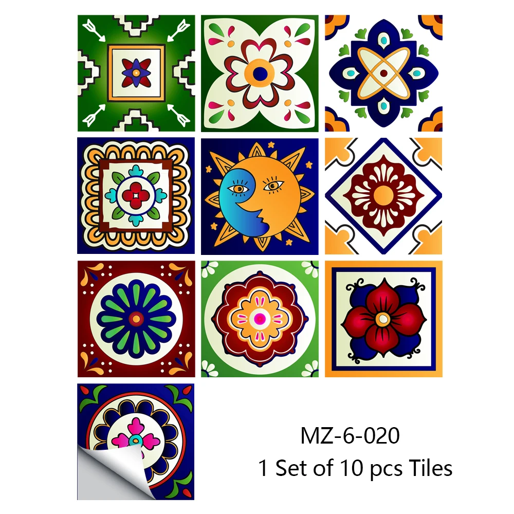 10/15/20cm Mandala Style Matte Surface Tile Sticker Peel & Stick Decoration Film For Tiles /Ground in Kitchen Wardrobe Wallpaper