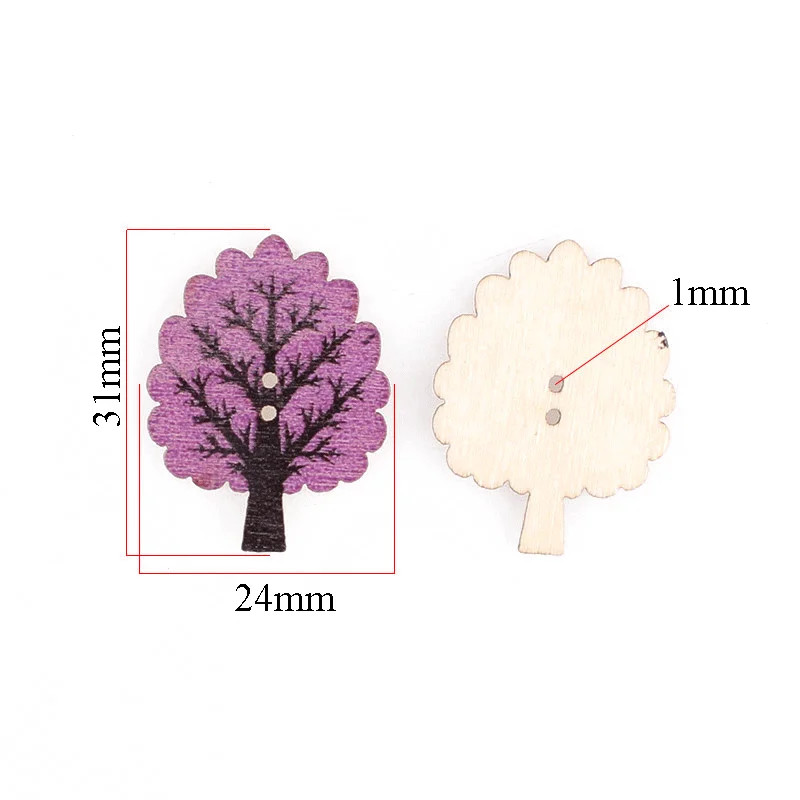 50pcs Leaves 2Hole Wooden Buttons Christmas for Child Sewing Scrapbook Clothing Decor Handwork Accessories Card DIY 32mm*25mm