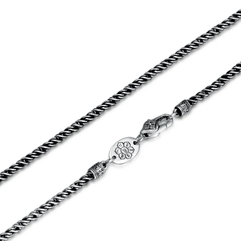 

Unibabe Pure Silver 925 Sterling Silver Men Women Retro Thai Silver 2mm 3mm Twist Necklace S925 Real Silver Chain Necklace male