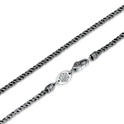 Unibabe Pure Silver 925 Sterling Silver Men Women Retro Thai Silver  2mm 3mm Twist Necklace S925 Real Silver Chain Necklace male