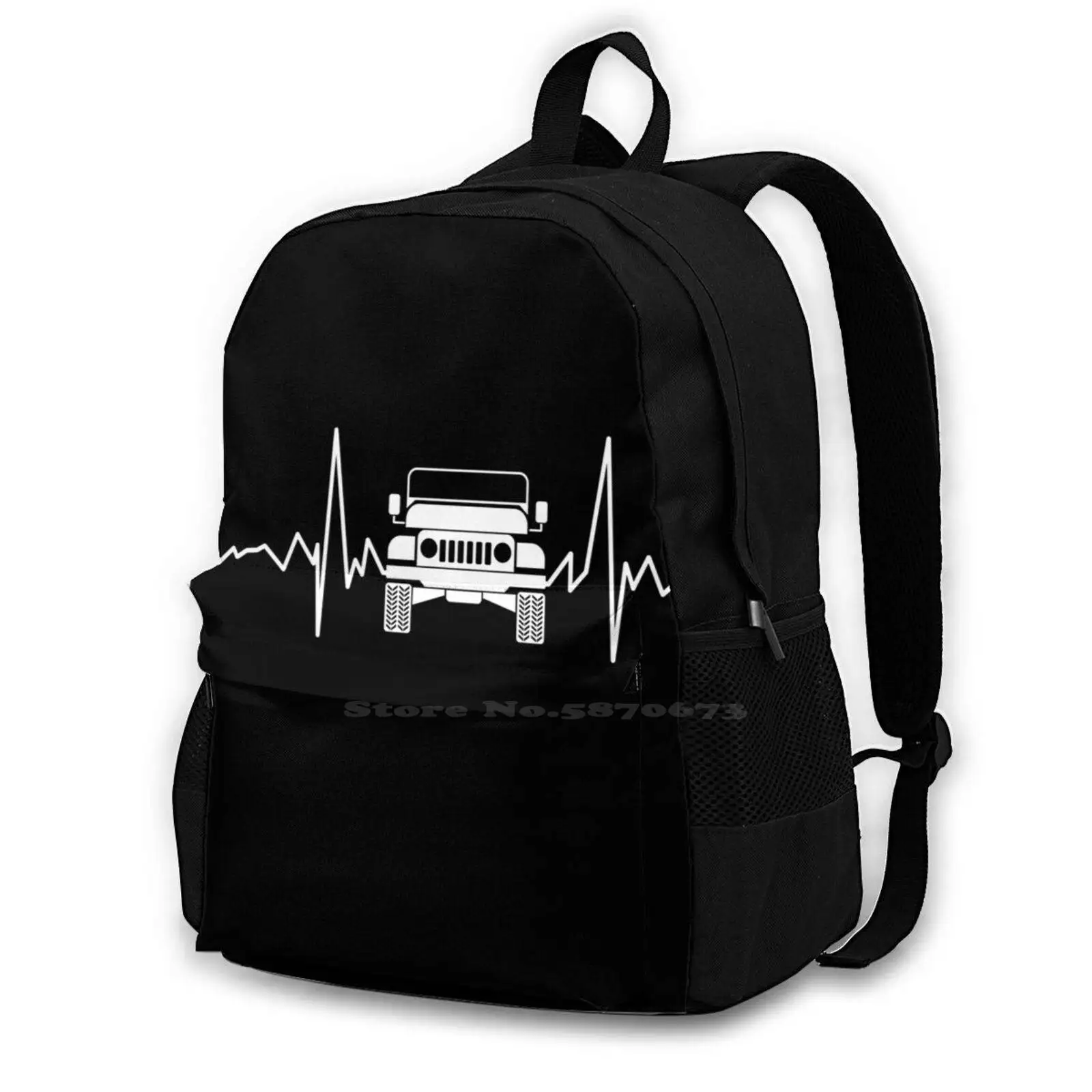 

Off Road 4X4 Heartbeat Car Pulse Line Large Capacity School Backpack Laptop Bags Offroad Vintage 4 X 4 Off Road Classic Retro